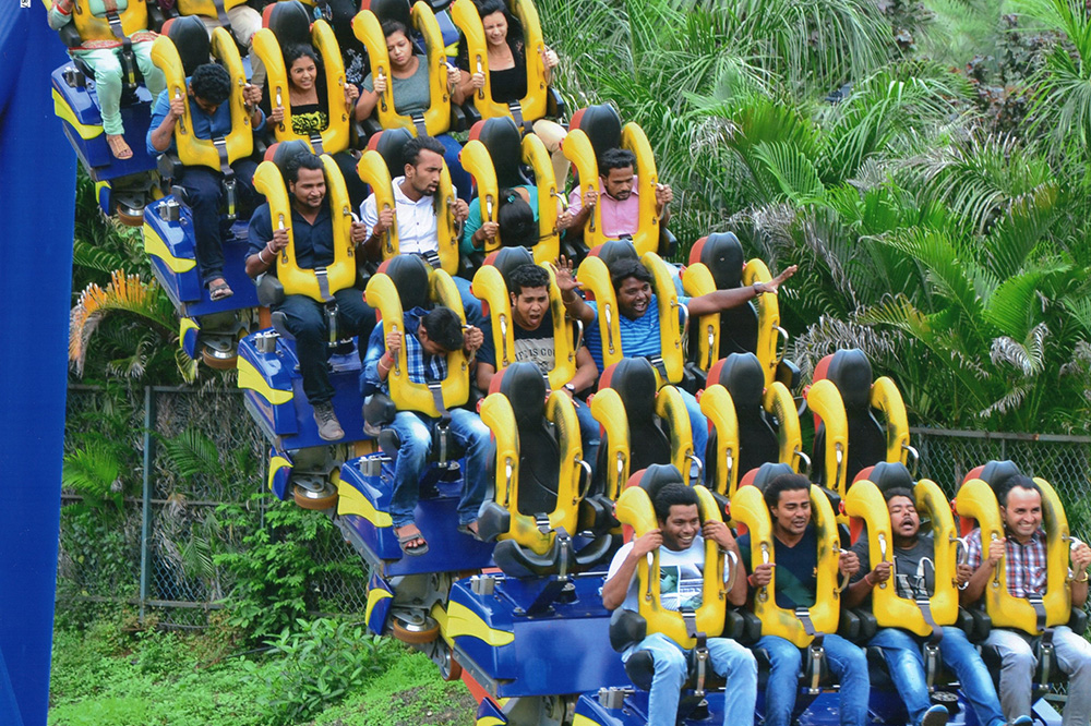 Enjoying Roller Coaster Ride